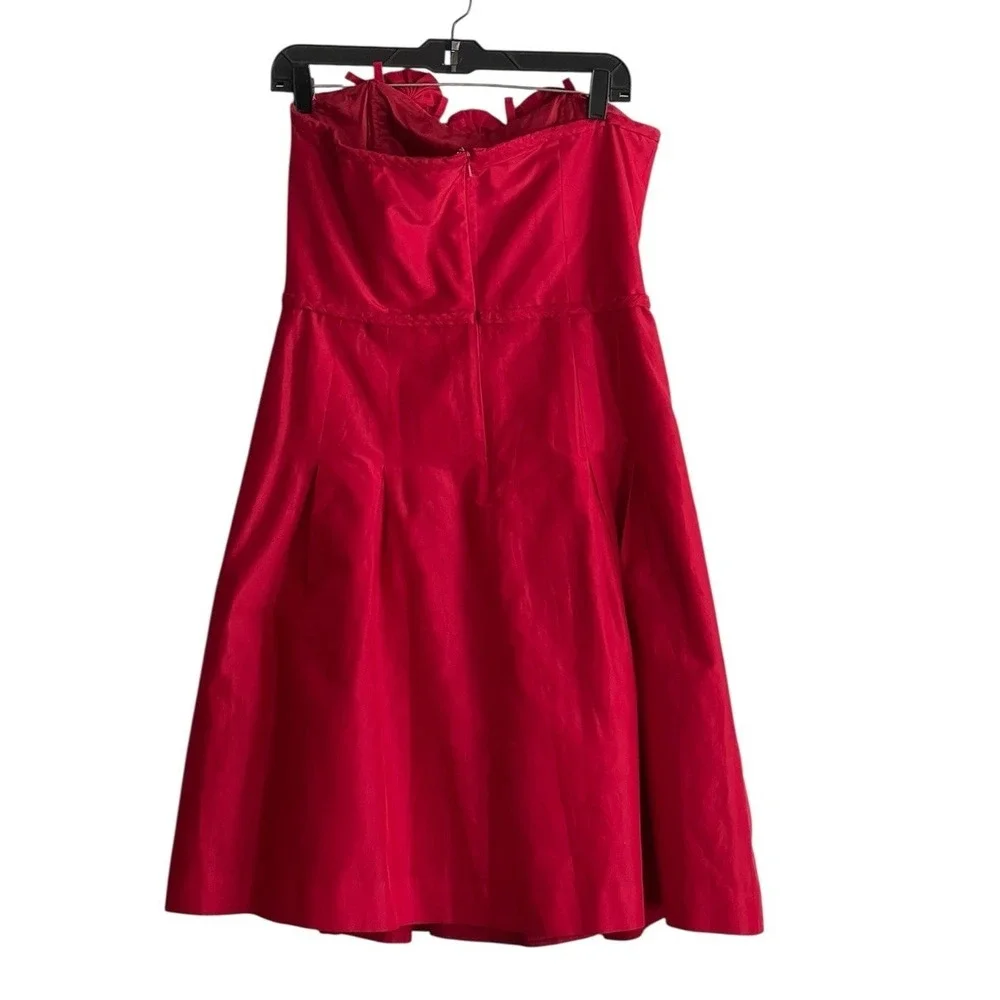 LILLY PULITZER RED STRAPLESS COCKTAIL DRESS Sz 10 SILK BLEND FULL FORMAL - Picture 2 of 7